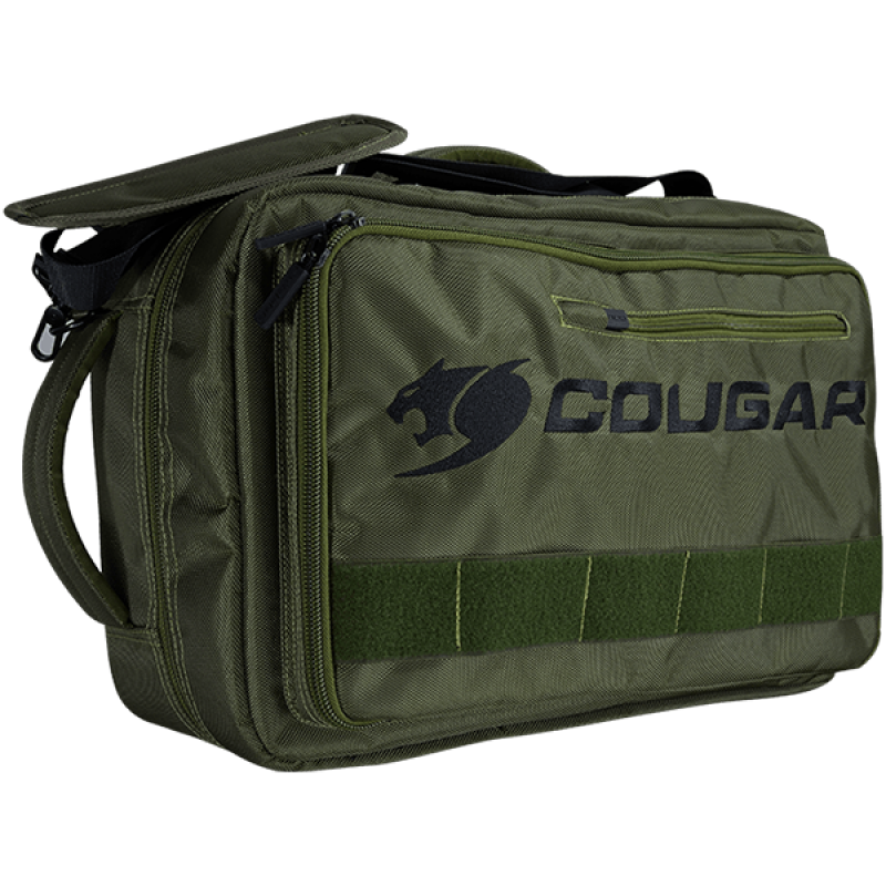 COUGAR Fortress X, Green Backpack, Shockproof anti-vibration structure, Multi-layered and multi-functional structure, Padded back panel and hide-able hip belt, Dual use: Backpack and shoulder bag-CG3MGB1NXG0001
