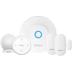 Imou Home security system, ZG2 gateway, ZE1 emergency alarm button, ZD1 door and window sensor, ZP1 motion sensor