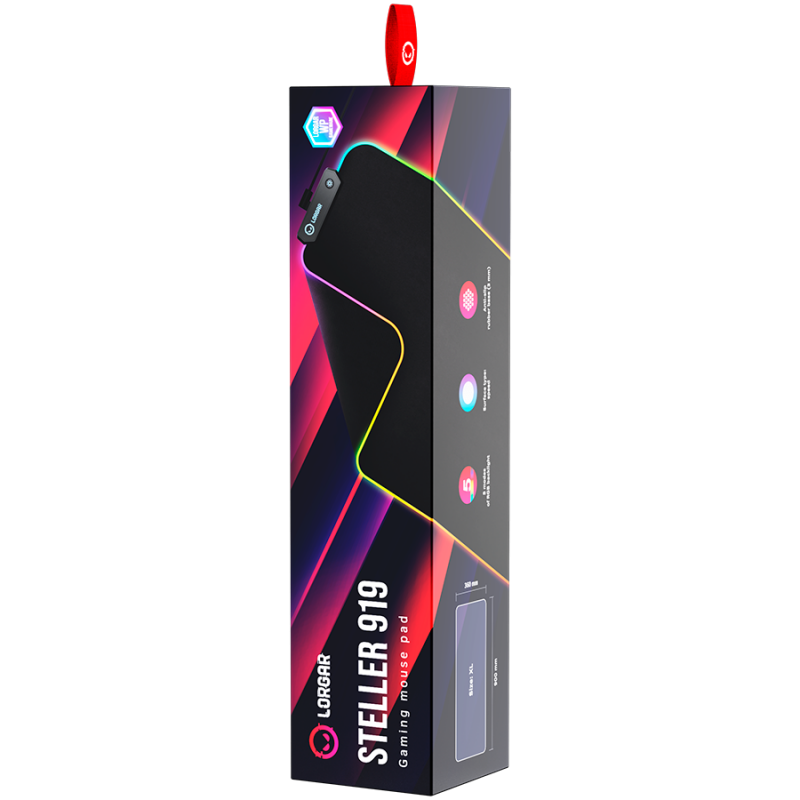 Lorgar Steller 919, Gaming mouse pad, High-speed surface, anti-slip rubber base, RGB backlight, USB connection, Lorgar WP Gameware