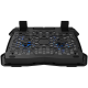 Cooling stand dual-fan with 2x2.0 USB hub, support up to 10”-15.6” laptop, ABS plastic and iron,  Fans dimension:125*125*15mm(2pcs), DC 5V, fan speed:  800-1000RPM, size:340*265*30mm, 435g-CNE-HNS03