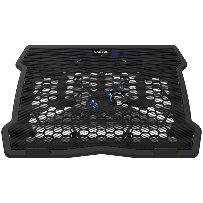 Cooling stand single fan with 2x2.0 USB hub, support up to 10”-15.6” laptop, ABS plastic and iron,  Fans dimension:125*125*15mm(1pc), DC 5V, fan speed:  800-1000RPM, size:340*265*30mm, 406g-CNE-HNS02