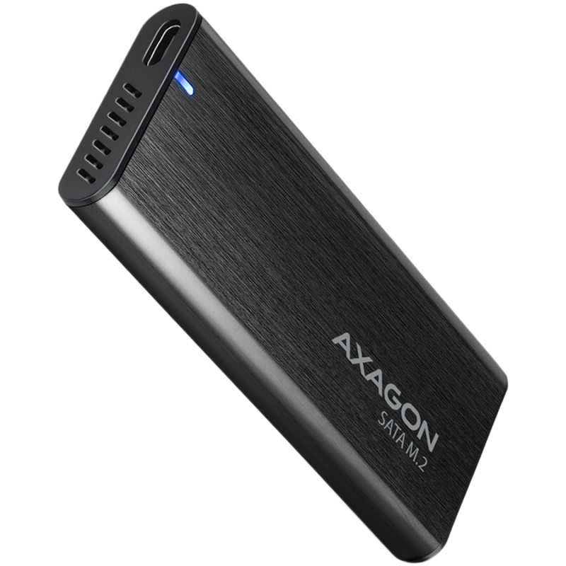 AXAGON EEM2-SBC, M.2 SATA screwless RAW box, black, SuperSpeed USB-C 10 Gbps, EEM2-SBC