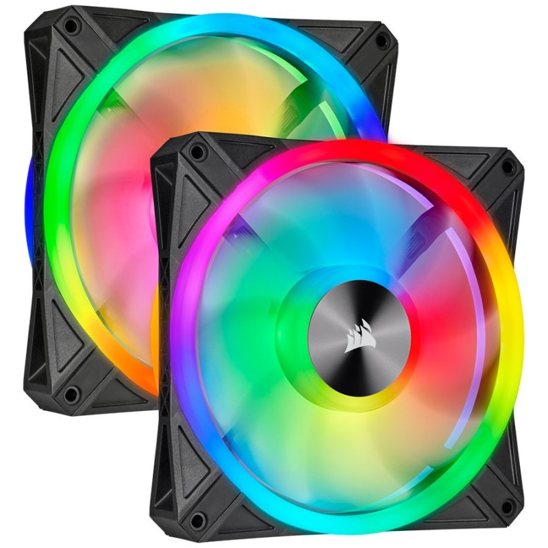 CORSAIR QL Series, QL140 RGB, 140mm RGB LED Fan, Dual Pack with Lighting Node CORE, CO-9050100-WW