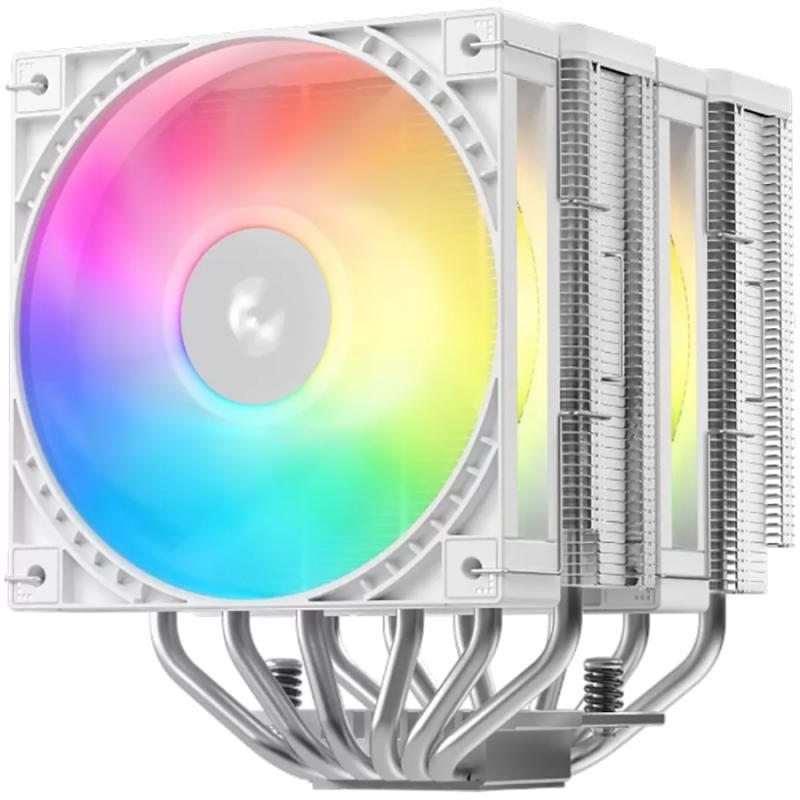 DeepCool AG620 G2 WH ARGB, CPU Air Cooler, 2x120mm PWM ARGB Fan, TDP 270W, 6 Heatpipes, White, LGA1851/1700, AMD AM5/AM4, 129x136x159 mm(LxWxH), 2Y, R-AG620-WHAMMG2-G