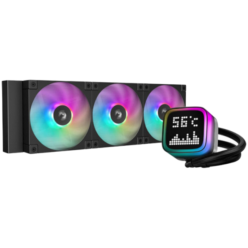 DeepCool LP360, 360mm CPU Liquid Cooler, 3x120mm ARGB PWM Fans, Dot-matrix Screen, Anti-Leak Technology, Black