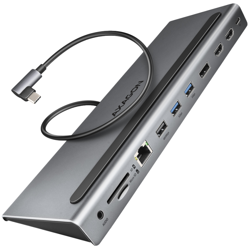 Axagon Multiport USB-C 5Gbps TRIPLE 4K DISPLAY hub HMC-4KX3, HMC-4KX3