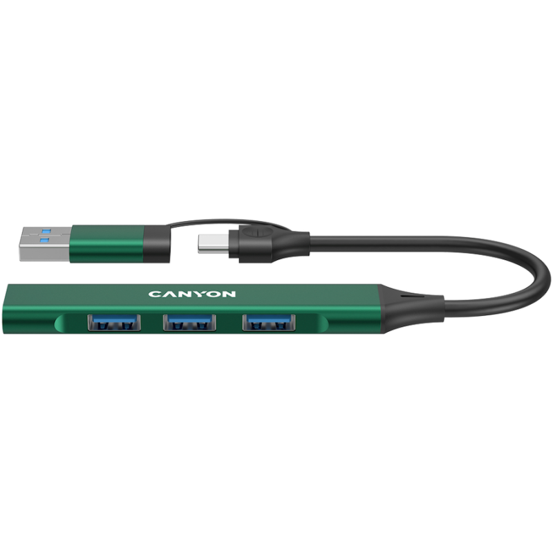 CANYON hub DS-02 4in1 USB-A/C Green, CNS-TDS02GR