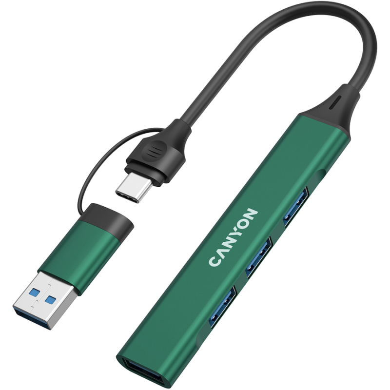 CANYON hub DS-02 4in1 USB-A/C Green, CNS-TDS02GR