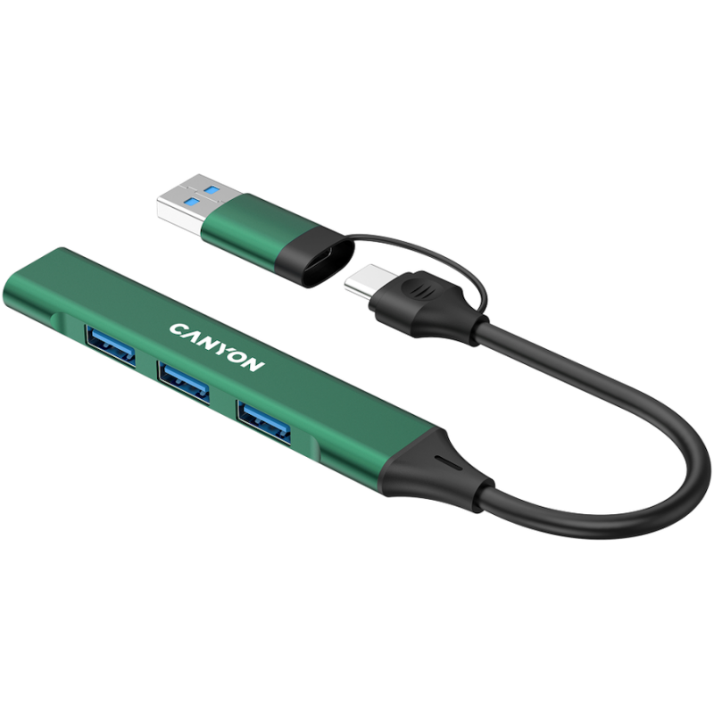 CANYON hub DS-02 4in1 USB-A/C Green, CNS-TDS02GR
