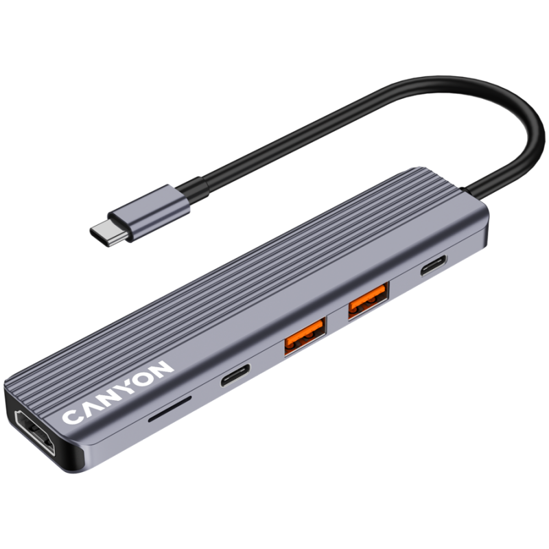 CANYON hub DS-17 6in1 4k USB-C Grey, CNS-TDS17