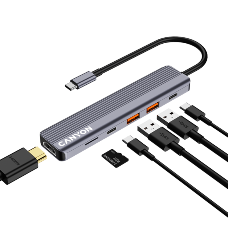 CANYON hub DS-17 6in1 4k USB-C Grey, CNS-TDS17