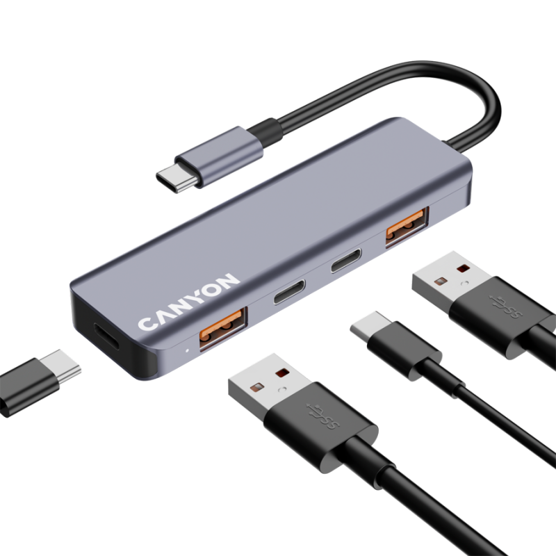 CANYON hub DS-18 5in1 USB-C Grey, CNS-TDS18