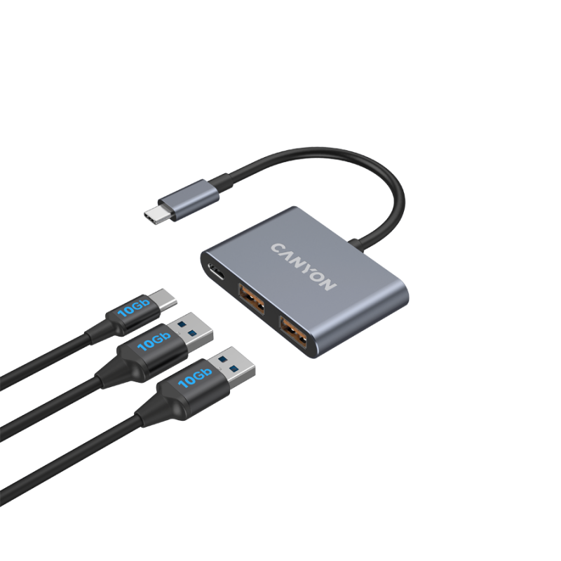 CANYON hub DS-3 3in1 USB-C Dark Grey, CNS-TDS3