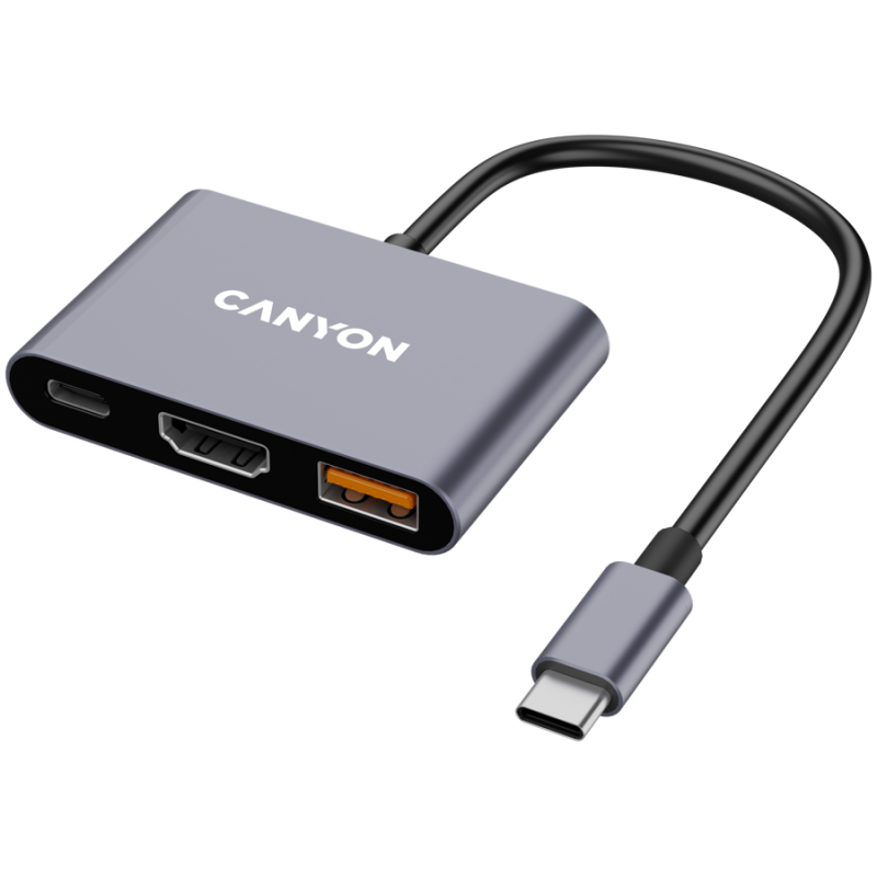 CANYON hub DS-4 3in1 USB-C Grey, CNS-TDS4