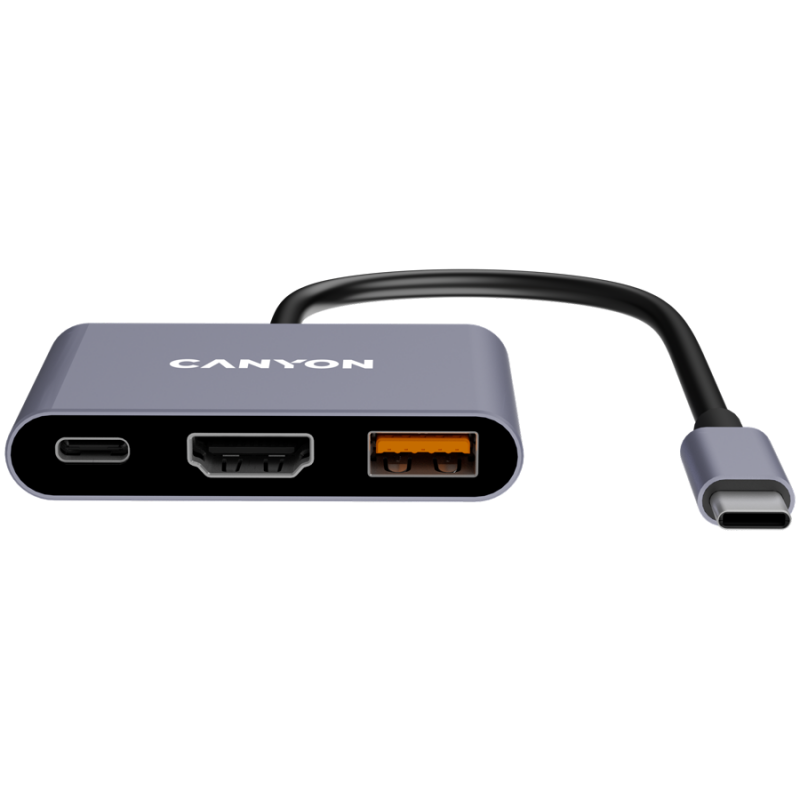 CANYON hub DS-4 3in1 USB-C Grey, CNS-TDS4