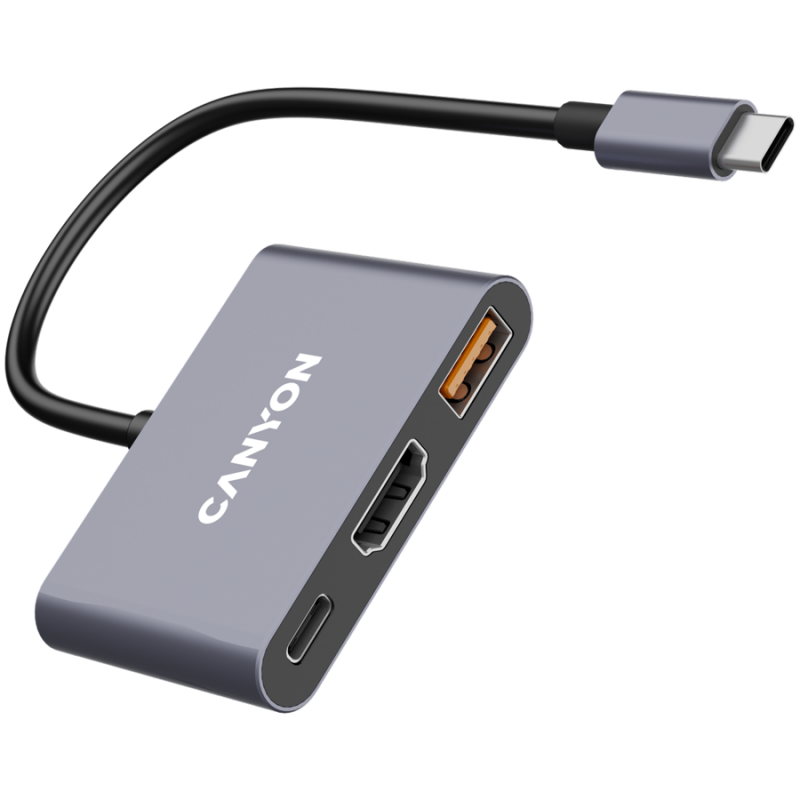 CANYON hub DS-4 3in1 USB-C Grey, CNS-TDS4