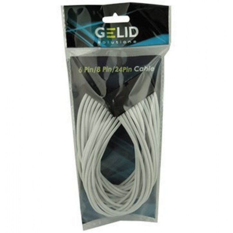 GELID 24pin Power extension cable 30cm individually sleeved UV WHITE-CA-24P-02