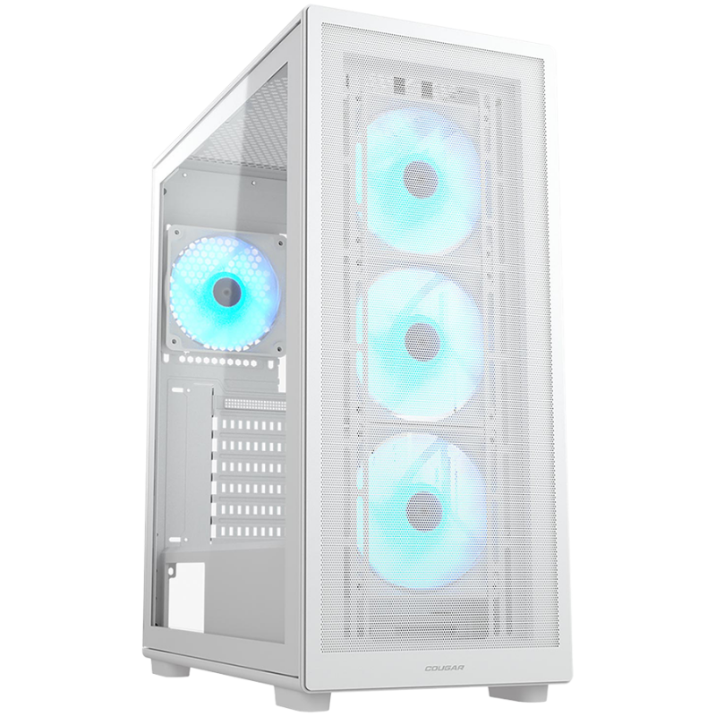 COUGAR | MX220 RGB White | PC Case | Mid Tower / Mesh Front Panel / 4 x 120mm ARGB Fans / Transparent Left Panel, CGR-2AC8W-RGB