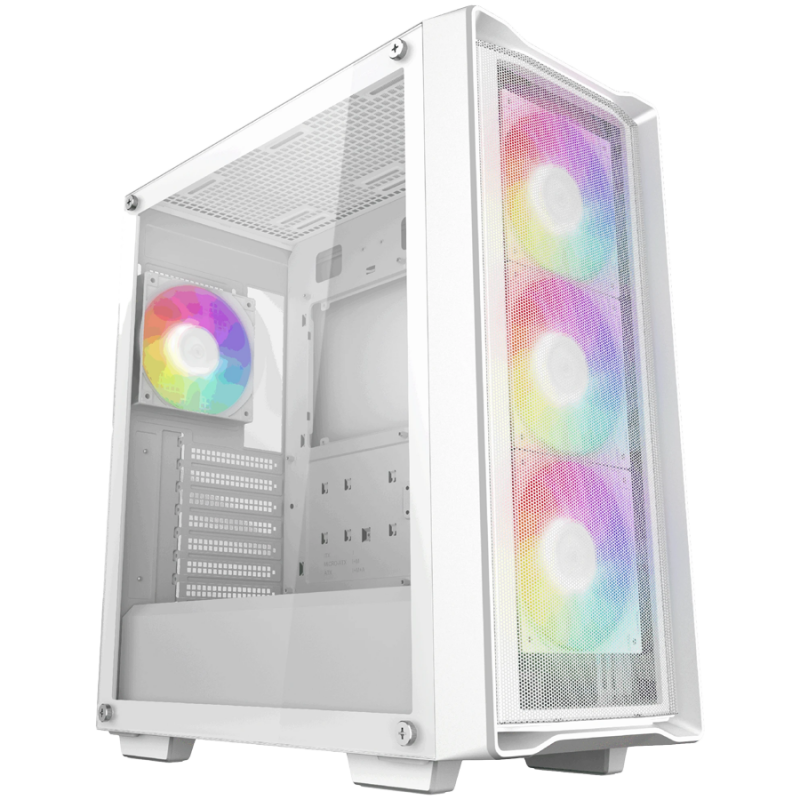 DeepCool CC560 MESH WH V2, Mid Tower, Mini-ITX/Micro-ATX/ATX, 2xUSB3.0, 1xAudio, 4x120mm Pre-Installed ARGB Fans, Tempered Glass, Mesh