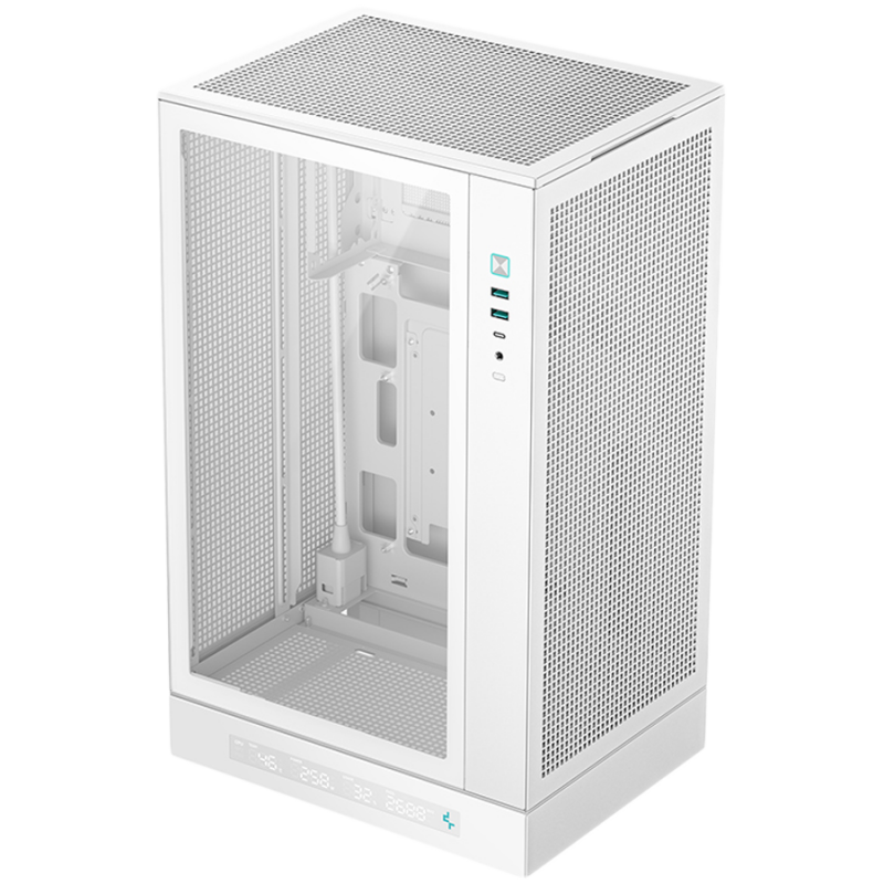 DeepCool CH270 DIGITAL WH, Mini Tower, Mini-ITX/Micro-ATX, 2xUSB3.0, 1xType-C Gen 2, 1xAudio/Mic, Mesh Panel, White, R-CH270-WHNDM0-G-1, 2Y