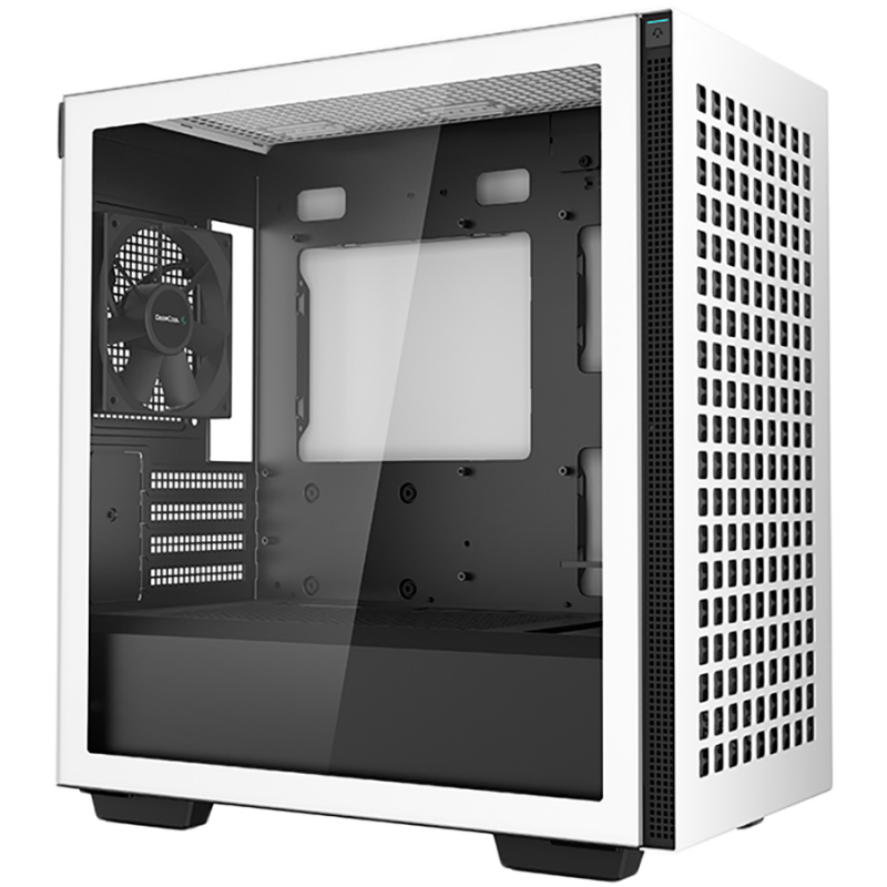 DeepCool CH370 WH, Mid Tower, Mini-ITX/Micro-ATX, 2xUSB3.0, 1xAudio, 1x120mm Pre-Installed Black Fan, Tempered Glass, Mesh Panel, White
