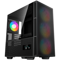 DeepCool CH560 Digital, Mid Tower, Mini-ITX/Micro-ATX/ATX/E-ATX, 1xUSB3.0, 1xType-C, 1xAudio, 3x140mm + 1x120mm Pre-Installed ARGB Fans, Hybrid Tempered Glass And Mesh Side Panel, Dual-Status Digital Display, GPU Support Arm, Mesh Front Panel, Black