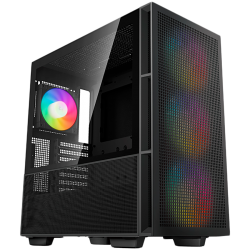 DeepCool CH560, Mid Tower, Mini-ITX/Micro-ATX/ATX/E-ATX, 1xUSB3.0, 1xType-C, 1xAudio, 3x140mm + 1x120mm Pre-Installed ARGB Fans, Hybrid Tempered Glass And Mesh Side Panel, GPU Support Arm, Mesh Front Panel, Black