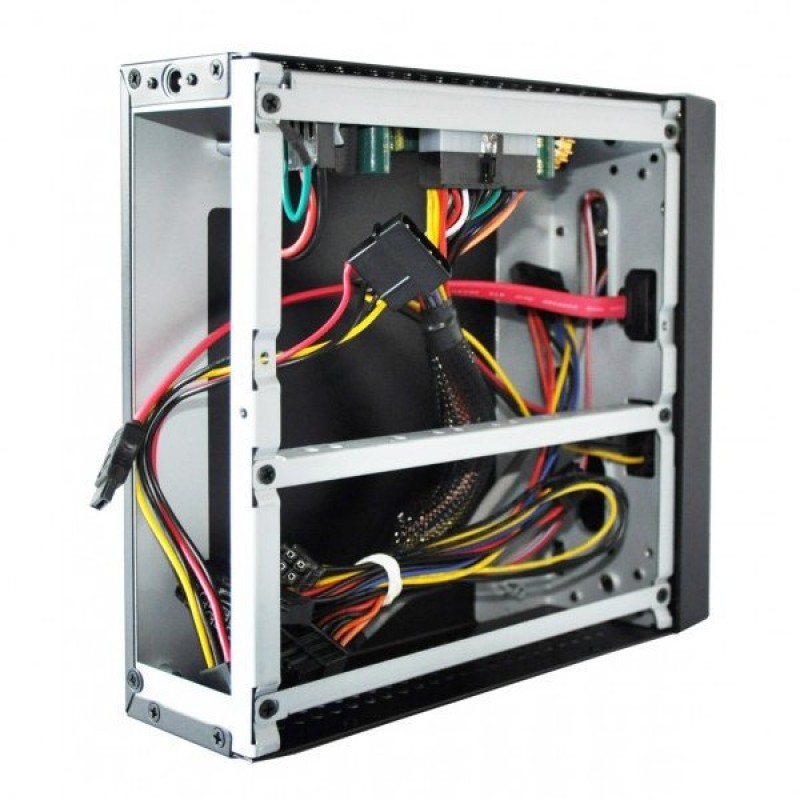 E-mini 3002 Black/Silver, 120W DC/DC + 12V/5A adapter, Mini-ITX chassis-CASEM3002SDC5A