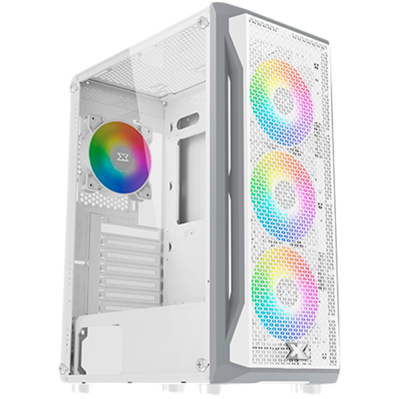 Gaming X Arctic EN46737, White Chassis, ATX/M-ATX/Mini ITX, U3x1+U2x2, Metal FP & Left TG, 4PCS X24A Arctic Fan & LED Switch ARGB Fan