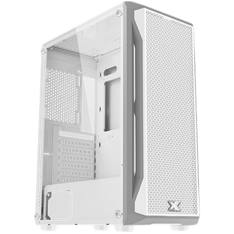 Gaming X Arctic EN46737, White Chassis, ATX/M-ATX/Mini ITX, U3x1+U2x2, Metal FP & Left TG, 4PCS X24A Arctic Fan & LED Switch ARGB Fan