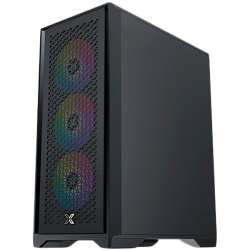 LUX  S  EN48281, Black, ATX/M-ATX/Mini ITX,  U3x1+U2x2, Metal Vents FP & Left TG, 4PCS X24A Fan & Galaxy II Fan Control Kit)
