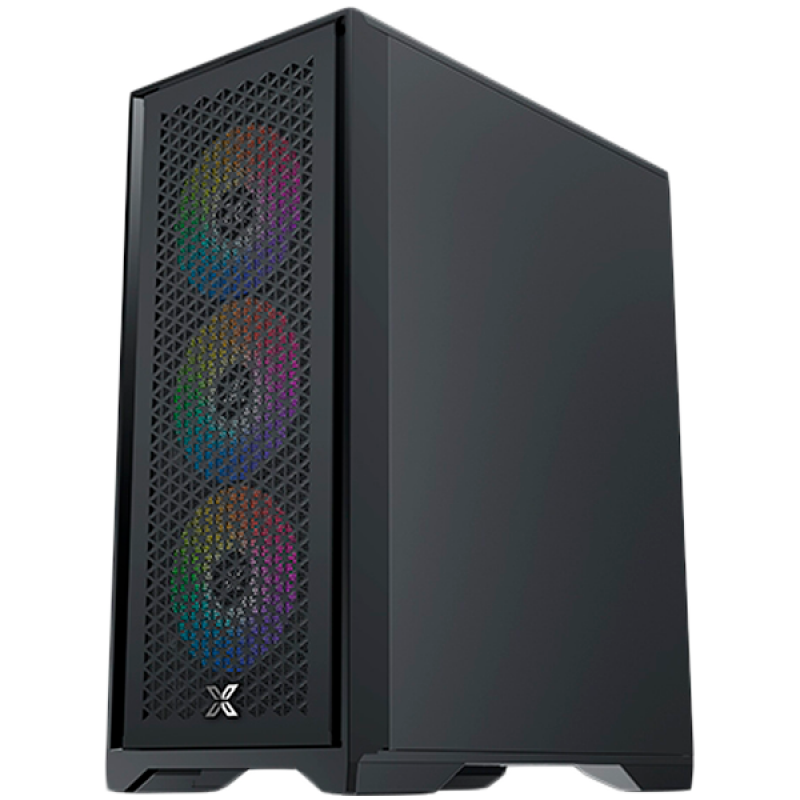 LUX  S  EN48281, Black, ATX/M-ATX/Mini ITX,  U3x1+U2x2, Metal Vents FP & Left TG, 4PCS X24A Fan & Galaxy II Fan Control Kit), LUX_S