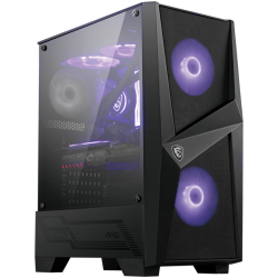 MSI MAG FORGE 100M, Mid-Tower, ATX/Micro-ATX/Mini-ITX, 2x USB 3.2 Gen 1 Type-A, 1x Audio/1x Mic, RGB Hub, RGB Button, 3x 120mm Fans (2x RGB), Mesh Front Panel, Tempered Glass