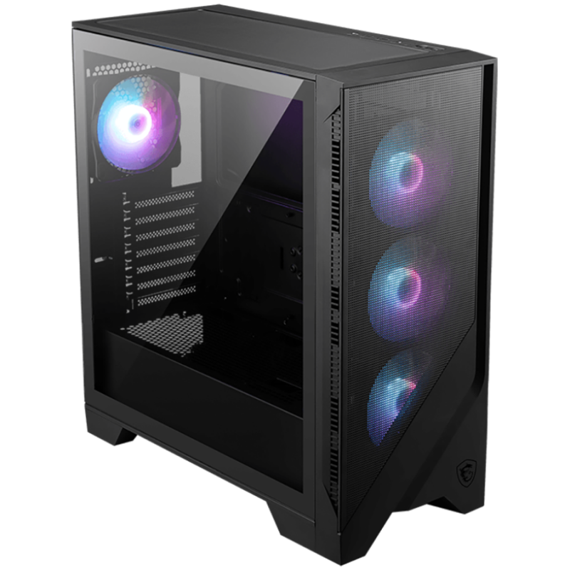 MSI MAG FORGE 321R AIRFLOW, Mid-Tower, ATX/M-ATX/ITX, 2x USB 3.2, 1x USB 3.2 Gen 2x2 Type-C, 1x Audio/Mic, LED Button, ARGB Hub, 4x 120mm ARGB Fans, Mesh Panel, Tempered Glass, Black