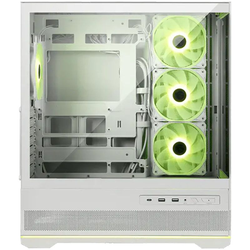 MSI MAG PANO 110R PZ WHITE, Mid-Tower, ATX/M-ATX/ITX, 2x USB 3.2, 1x USB Type-C 20Gbs, 1x Audio/Mic, LED Button, ARGB Hub, 4x 120mm ARGB Fans, ARGB Fan Hub, Mesh Panel, Tempered Glass, White