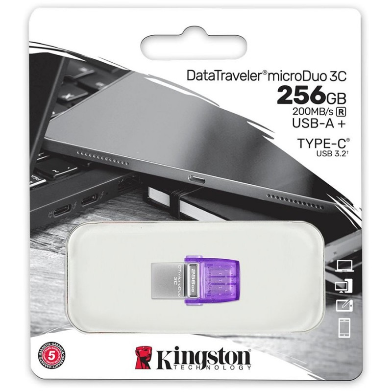 Kingston 256GB DataTraveler microDuo 3C 200MB/s dual USB-A + USB-C, EAN: 740617328110, DTDUO3CG3/256GB