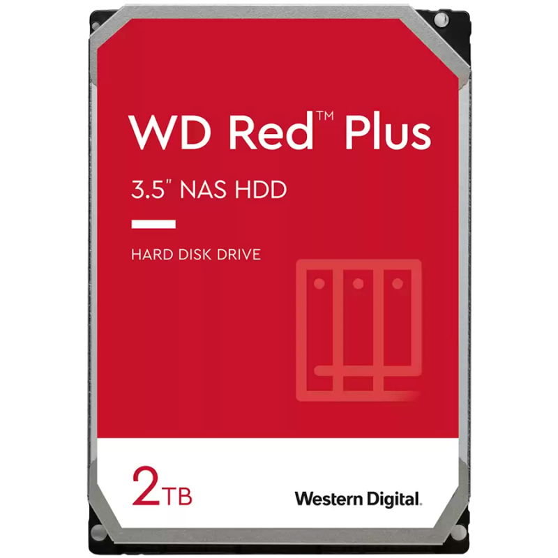 HDD NAS WD Red Plus 2TB CMR, 3.5'', 128MB, 5400 RPM, SATA, TBW: 180, WD20EFPX