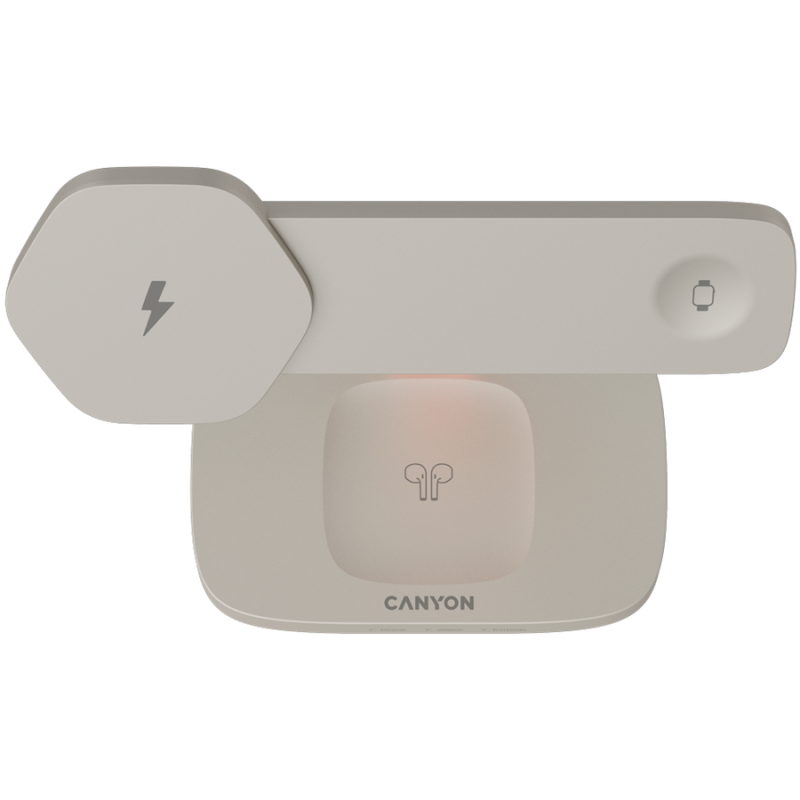 CANYON Wireless Charging Station Hexagon 310 3in1 LightGrey/Orange, CNS-WCS310LGOR