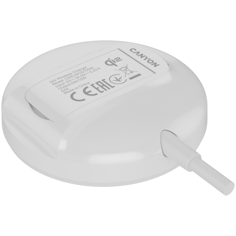 CANYON wireless charger WS-105 15W Qi2 White, CNS-WCS105W