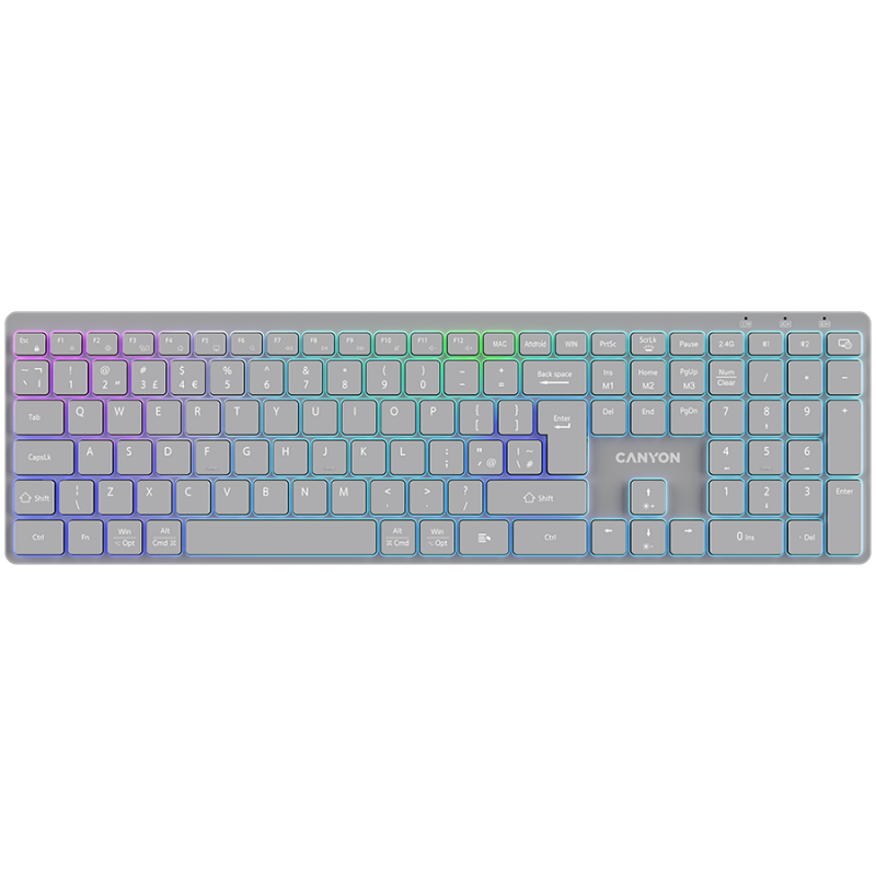 CANYON keyboard HKB-W11 UK/US RGB Dual Mode Wireless Grey, CNS-HBTK11G