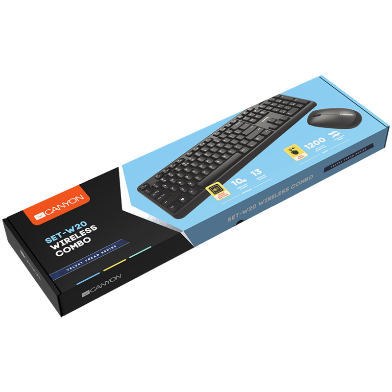 Wireless combo set,Wireless keyboard with Silent switches,105 keys,BG layout,optical 3D Wireless mice 100DPI black-CNS-HSETW02-BG