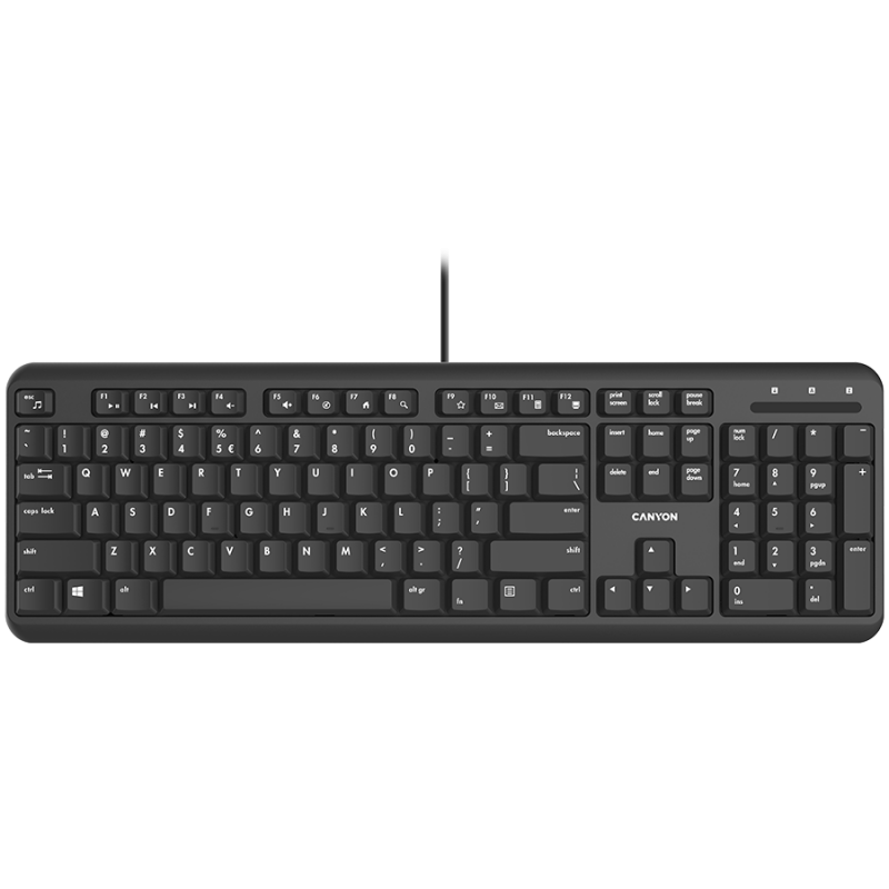 wired keyboard with Silent switches ,105 keys,black, 1.5 Meters cable length,Size 442*142*17.5mm,460g,BG layout-CNS-HKB02-BG