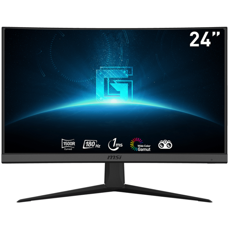 MSI G24C6 E2 Curved Gaming Монитор, 24" 180Hz, FHD (1920x1080) 16:9, VA Anti-glare, 1ms, 1500R curve, 250nits, 3000:1, 178°/178°