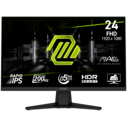 MSI MAG 244F Gaming Монитор, 23.8" 200Hz, FHD (1920x1080) 16:9, Rapid IPS Anti-glare, 0.5ms, 300nits, 1000:1, 178/178, AMD FreeSync Premium, Tilt, 1x DP, 1x HDMI, 1x Headphone-out, 3Y Warranty