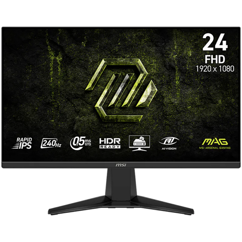 MSI MAG 245F X24 Gaming Монитор, 23.8" 240Hz, FHD (1920x1080) 16:9, Rapid IPS, 0.5ms, 300nits, 1000:1, 178/178, AMD FreeSync Premium, HDR Ready, Tilt, 1x DP, 2x HDMI, 1x Headphone out, 3Y Warranty