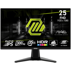 MSI MAG 255XF Gaming Монитор, 24.5" 300Hz, FHD (1920x1080) 16:9, Rapid IPS, 0.5ms, 250nits, 1000:1, 178/178, AMD FreeSync Premium, HDR Ready, Tilt, 1x DP, 2x HDMI, 1x Headphone out, 3Y Warranty