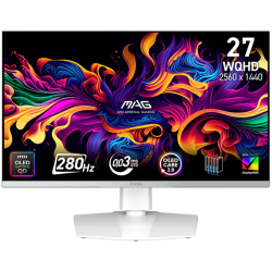 MSI MAG 272QPW QD-OLED X28 Gaming Монитор, 26.5" 280Hz, WQHD (2560x1440) 16:9, Anti-Reflection, 0.03ms, 250nits, 1500000:1, 178/178, G-SYNC Compatible, FreeSync Premium Pro, DisplayHDR True Black 400, Adj. Stand, 1xDP, 2xHDMI, 1xType-C, White, 3Y