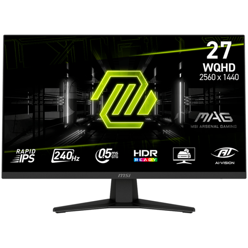 MSI MAG 274QF x24 Gaming Монитор, 27" 240Hz, WQHD (2560x1440) 16:9, Rapid IPS Anti-glare, 0.5ms, 250nits, 1000:1, 178/178, AMD FreeSync Premium, Tilt, 1x DP, 2x HDMI, 1x Headphone out, 3Y Warranty