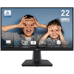 MSI PRO MP225V Professional Business Монитор, 21.45" 100Hz, FHD (1920x1080) 16:9, VA Anti-glare, 1ms/4ms, 300nits, 4000:1, 178/178, Adaptive-Sync, Tilt, 1x D-Sub(VGA), 1x HDMI, 3Y Warranty