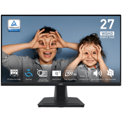 MSI PRO MP275Q Professional Business Монитор, 27" 100Hz, WQHD (2560x1440) 16:9, IPS Anti-glare, 1ms/4ms, 300nits, 1300:1, 178°/178°, Adaptive-Sync, Adjustable Stand, 1xDP, 2x HDMI, 3Y Warranty